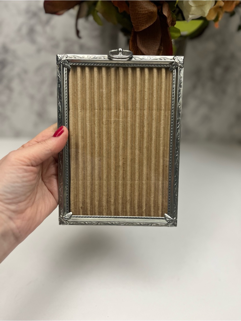 Vintage Ornate Silver Toned Picture Frame | Rococo Style Detailed Metal Frame